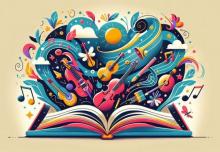 Music flowing from book